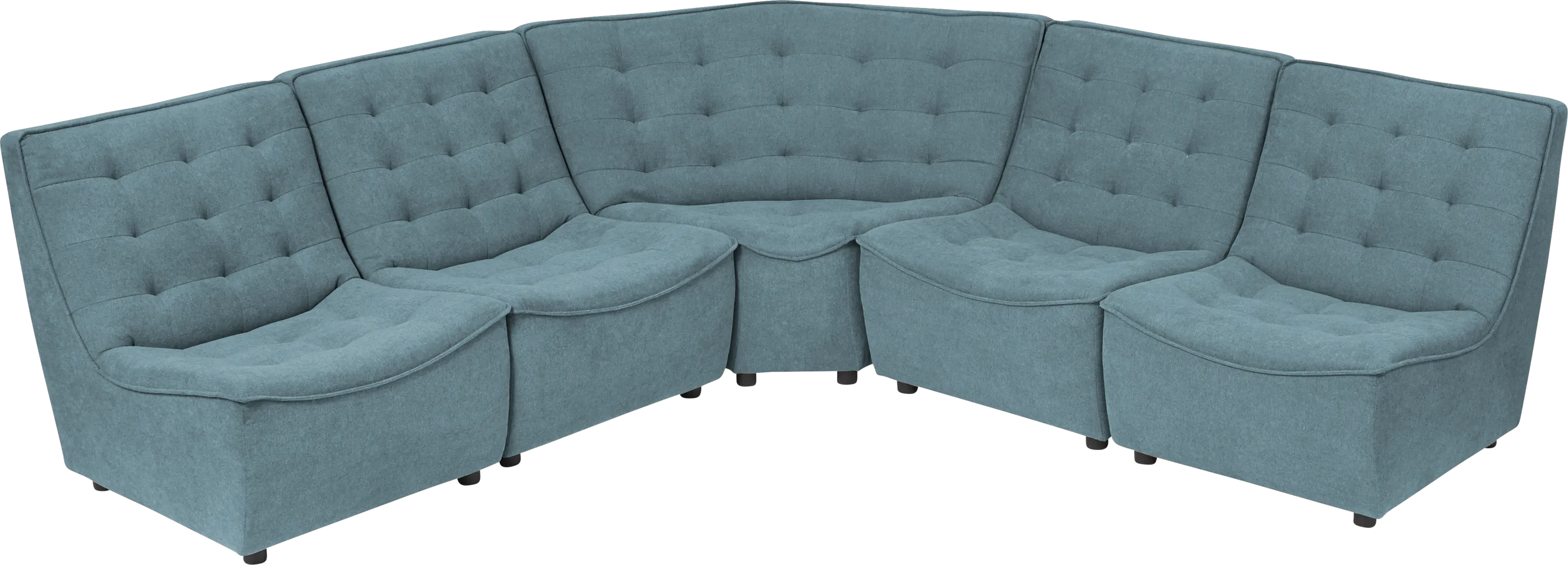 Nathan Square Blue 5 Pc Sectional - Thumbnail - Image 2