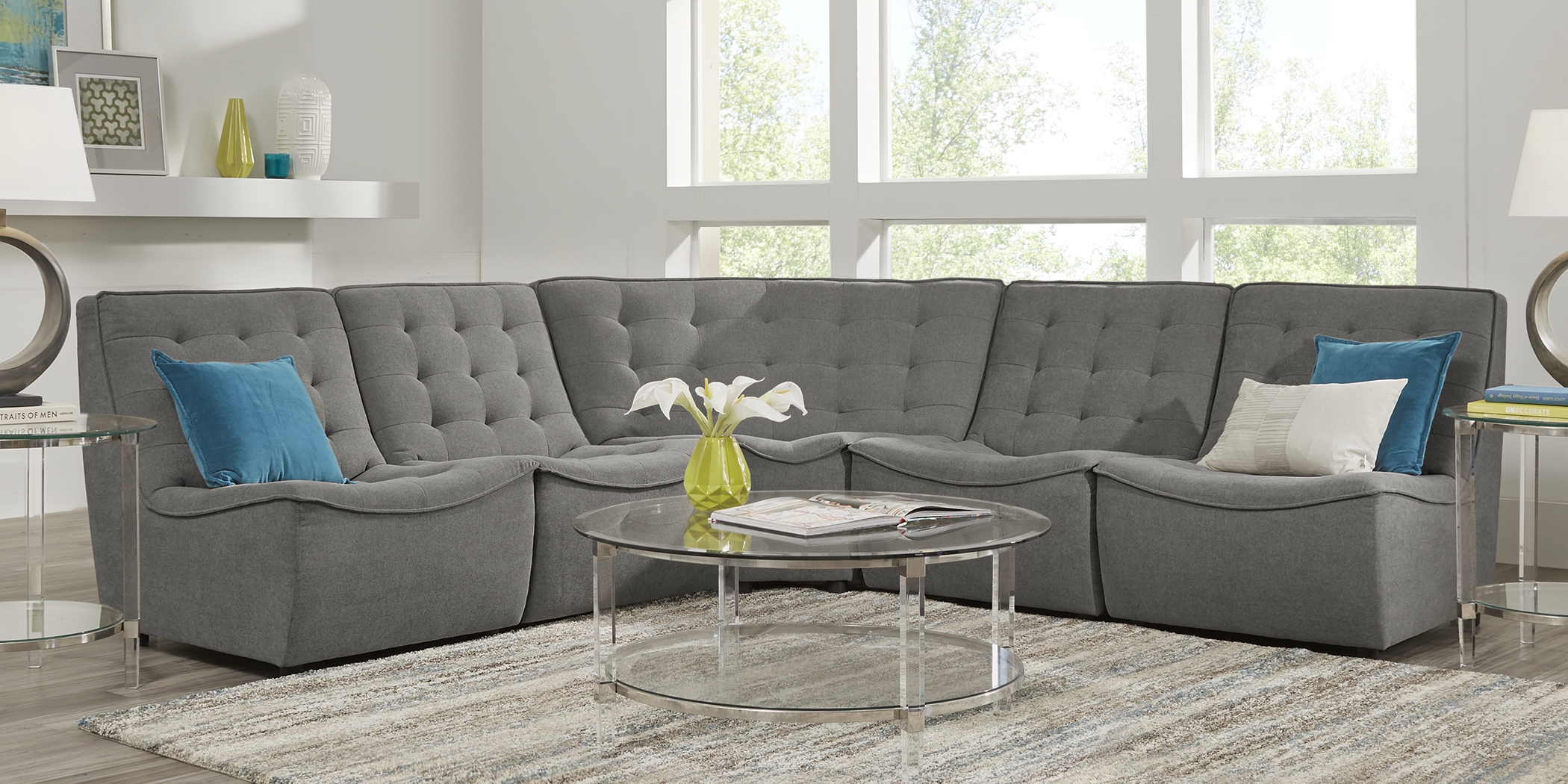 Nathan Square Gray 8 Pc Sectional Living Room - Thumbnail - Image 1