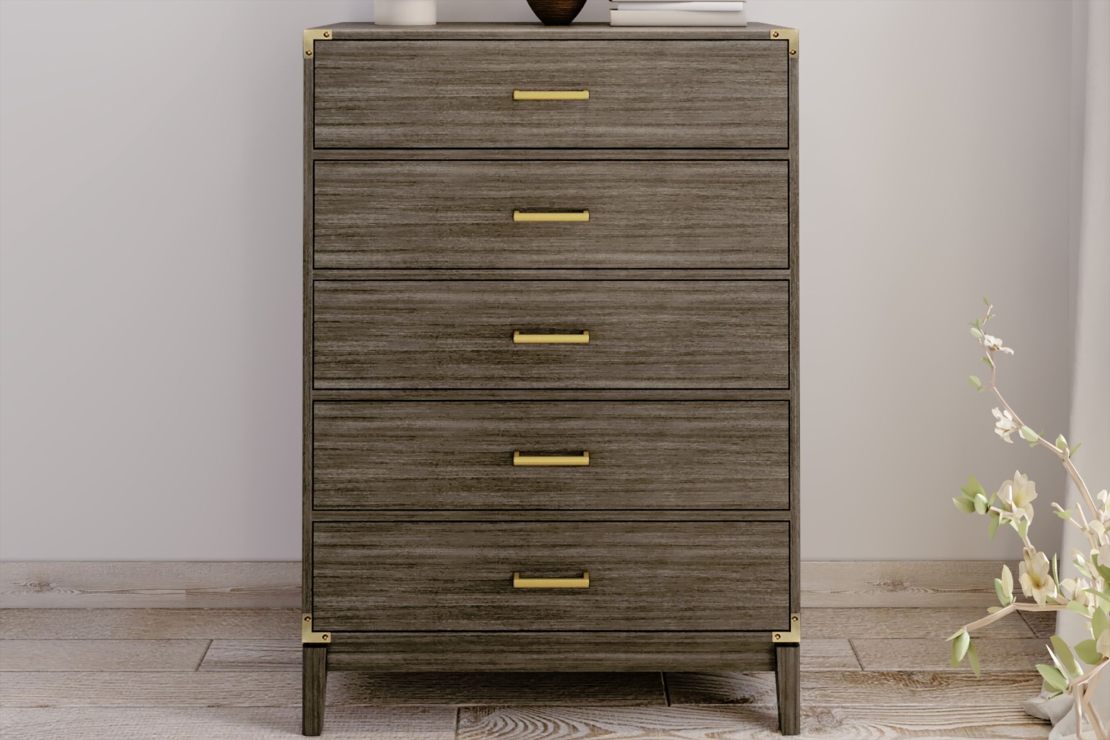 Natoma Brown 5-Drawer Chest - Thumbnail - Image 2