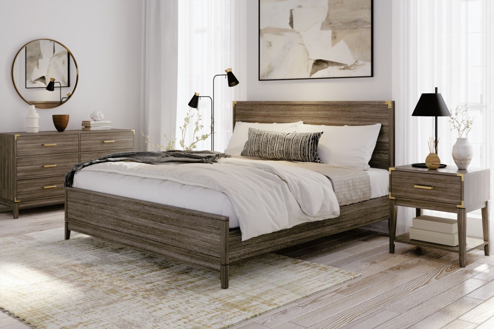 Natoma Brown King Platform Bed - Thumbnail - Image 2