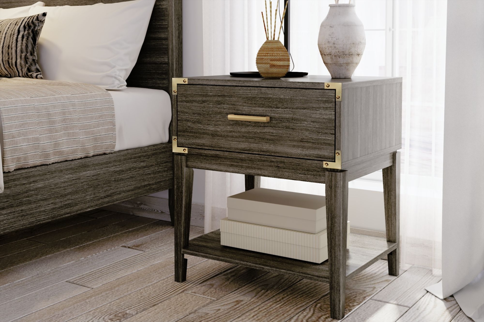 Natoma Brown 1-Drawer Nightstand - Thumbnail - Image 2