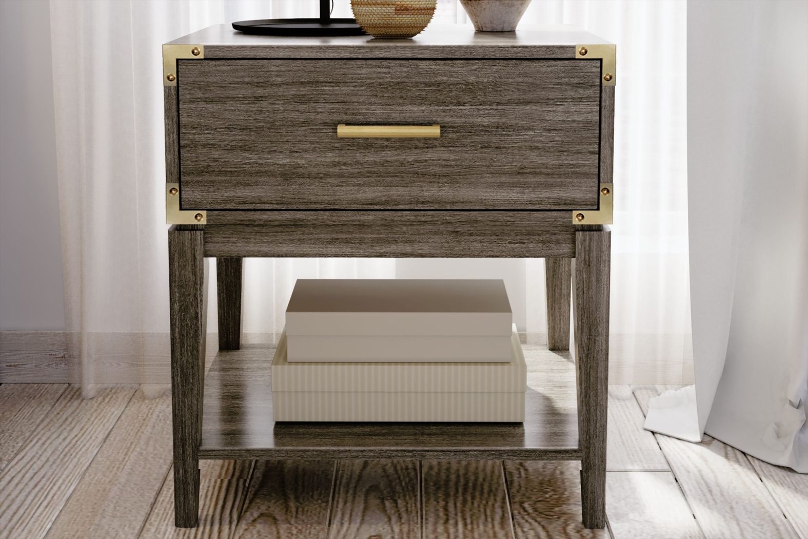 Natoma Brown 1-Drawer Nightstand - Thumbnail - Image 3