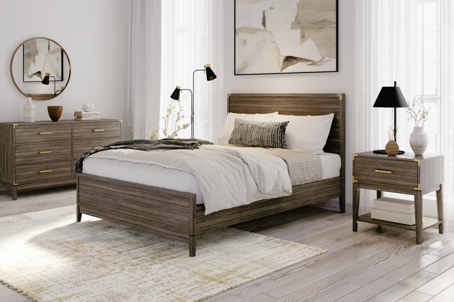 Natoma Brown Queen Platform Bed - Thumbnail - Image 2