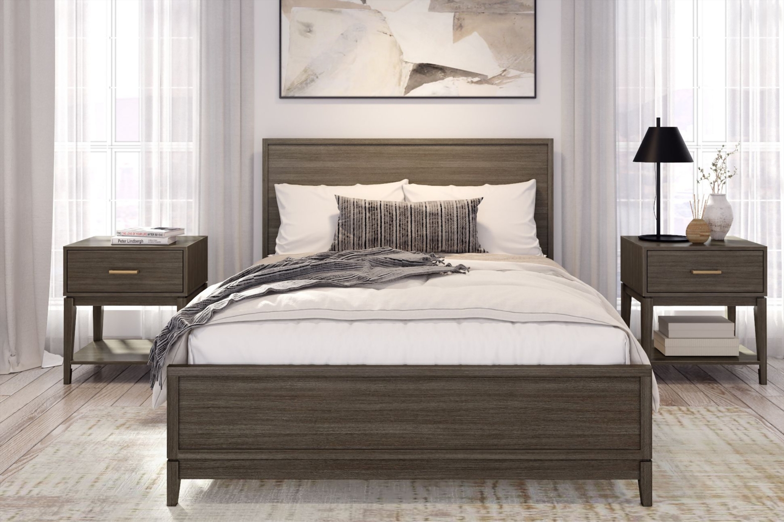 Natoma Brown Queen Platform Bed - Thumbnail - Image 3