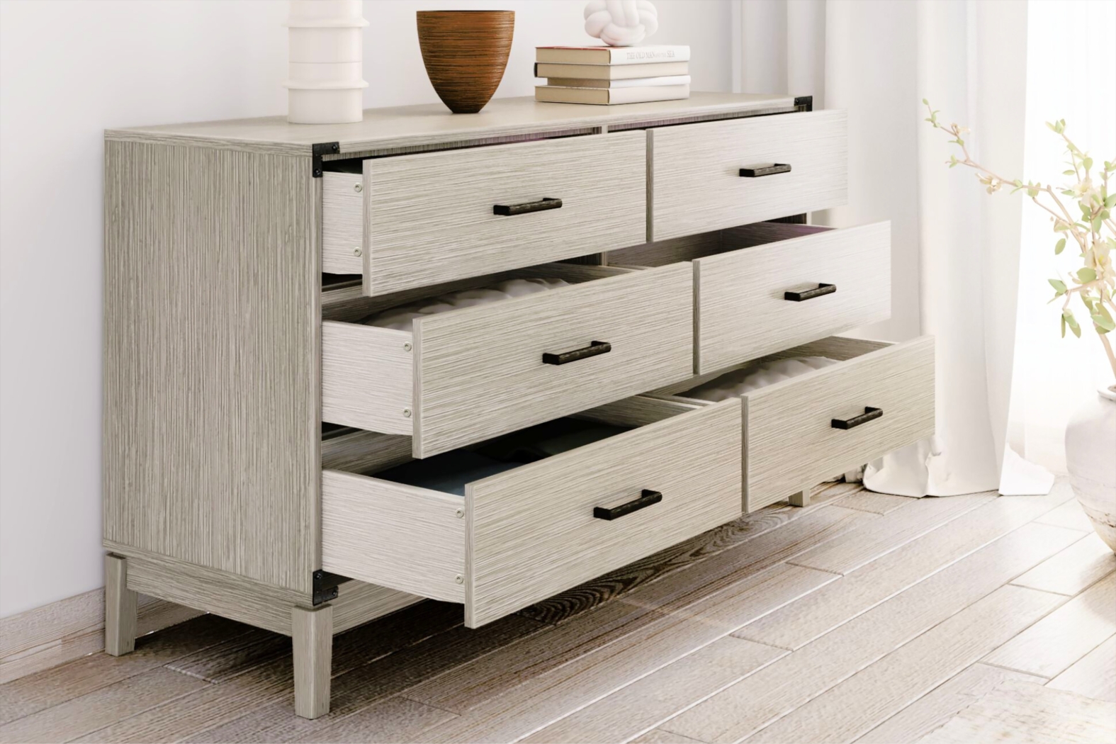 Natoma Gray 6-Drawer Dresser - Thumbnail - Image 3