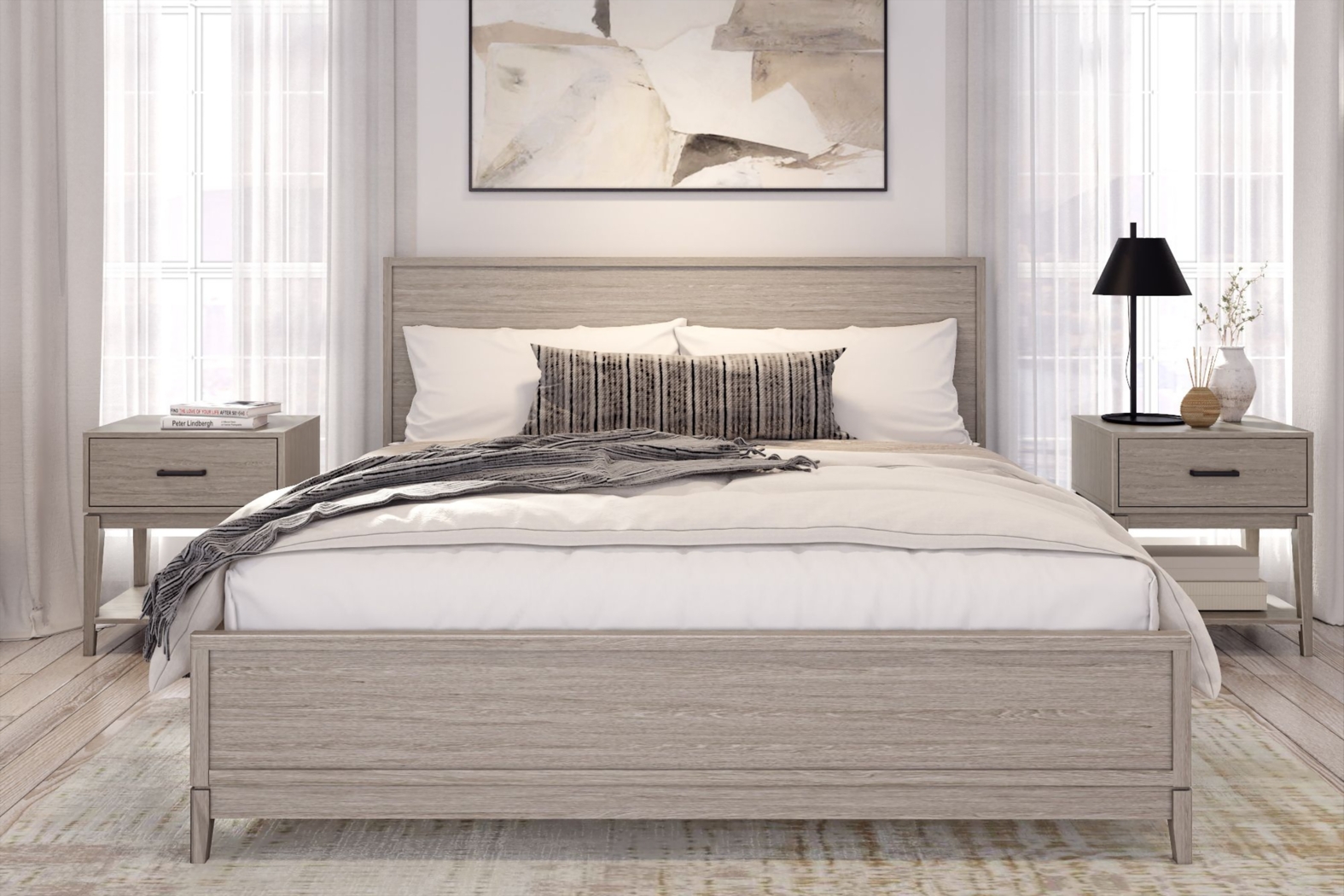 Natoma Gray King Platform Bed - Thumbnail - Image 3