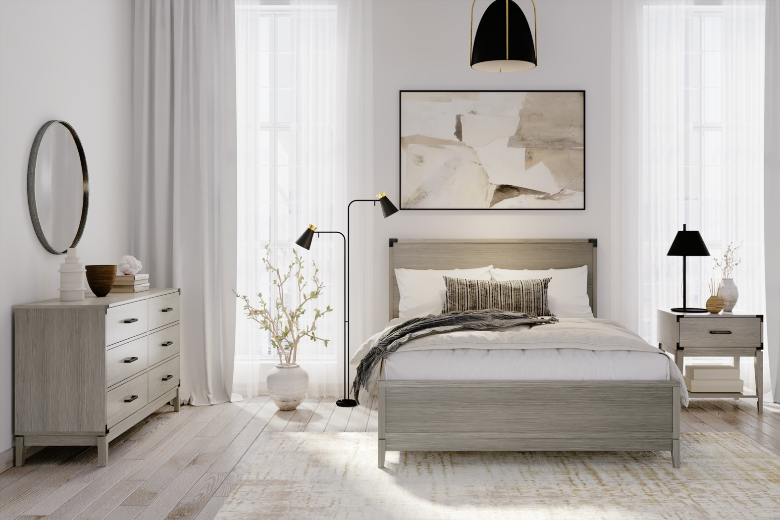 Natoma Gray King Platform Bed - Thumbnail - Image 4