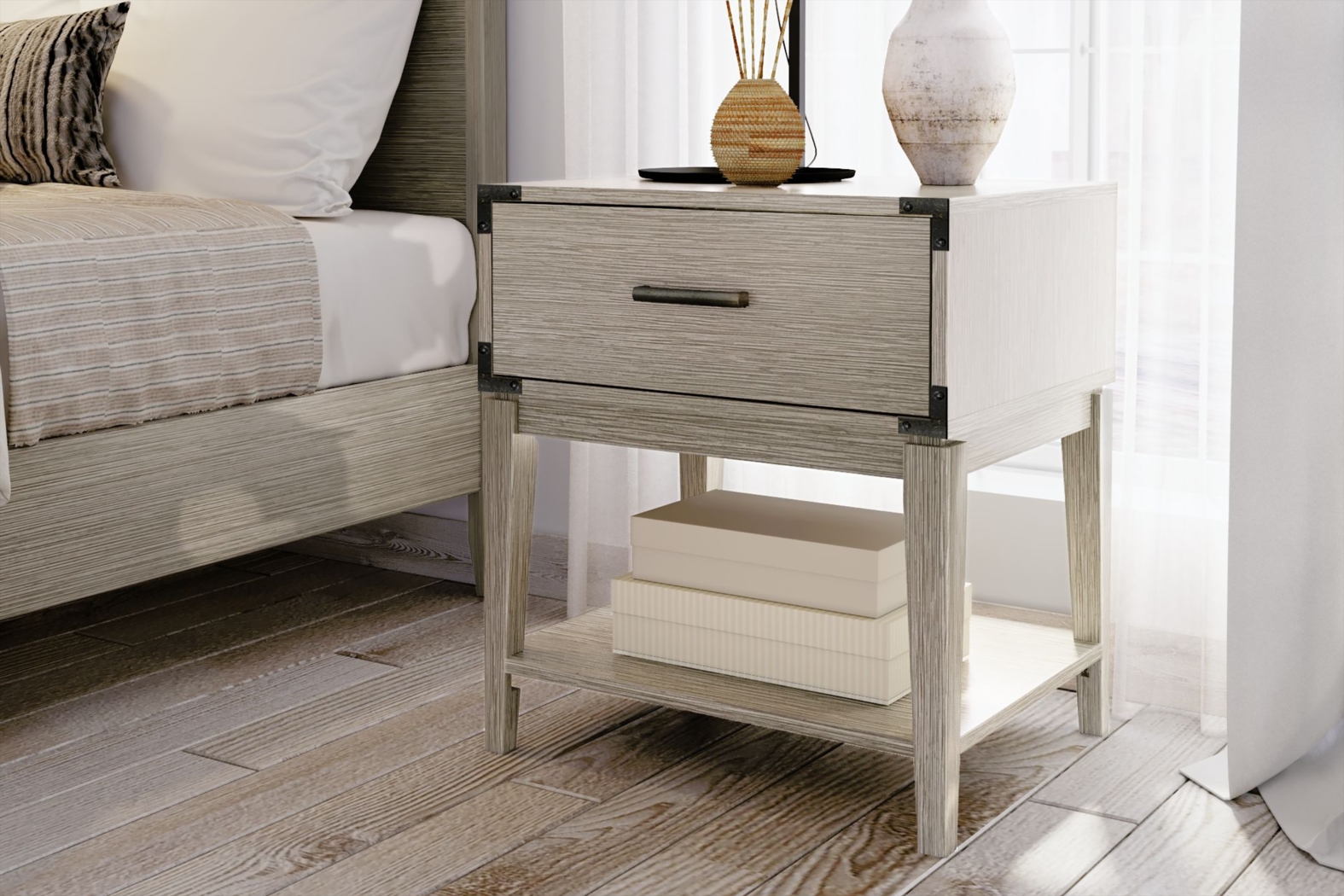 Natoma Gray 1-Drawer Nightstand - Thumbnail - Image 2
