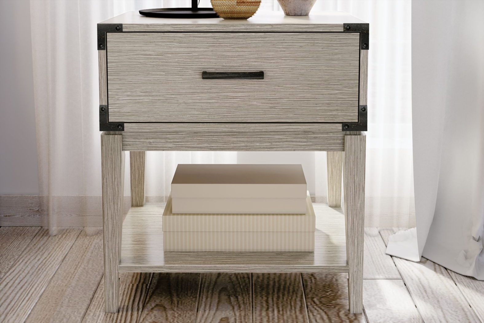 Natoma Gray 1-Drawer Nightstand - Thumbnail - Image 3