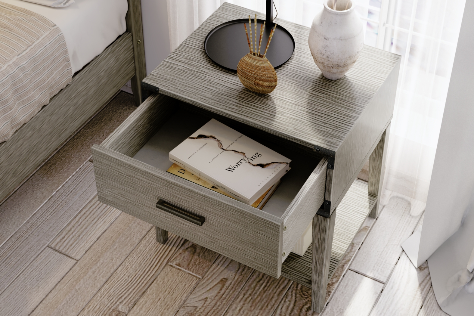 Natoma Gray 1-Drawer Nightstand - Thumbnail - Image 4