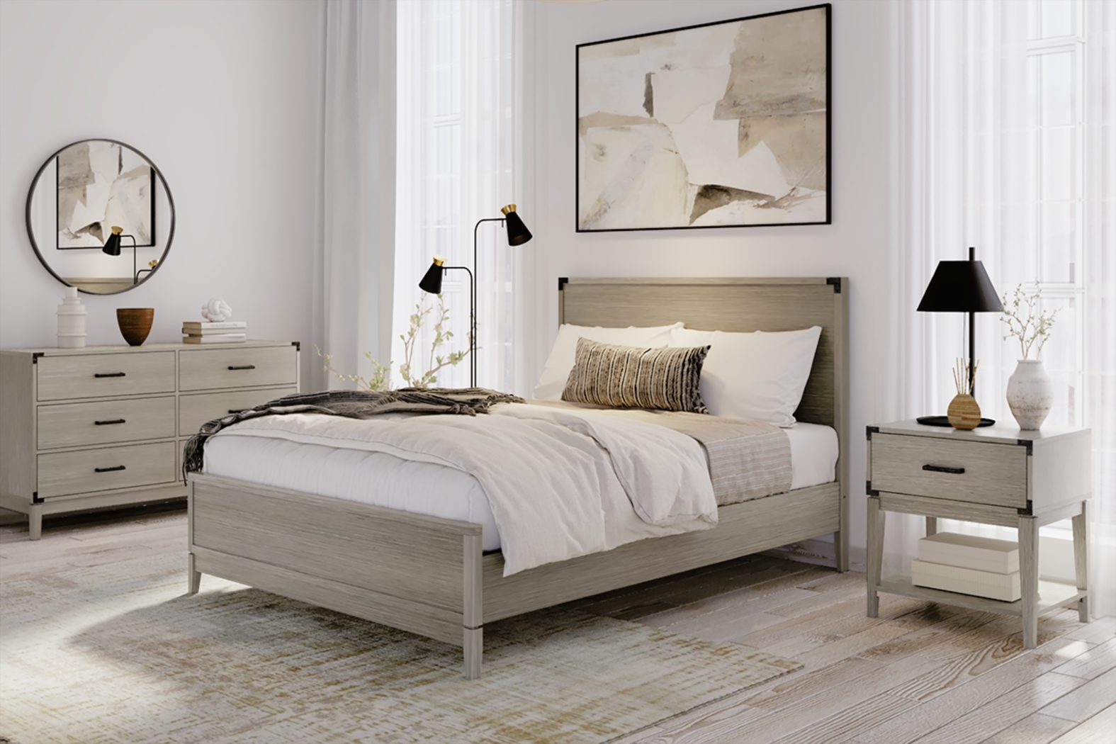 Natoma Gray Queen Platform Bed - Thumbnail - Image 2