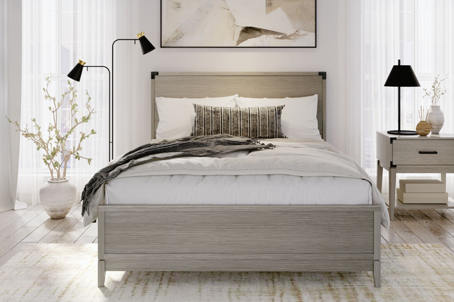 Natoma Gray Queen Platform Bed - Thumbnail - Image 3
