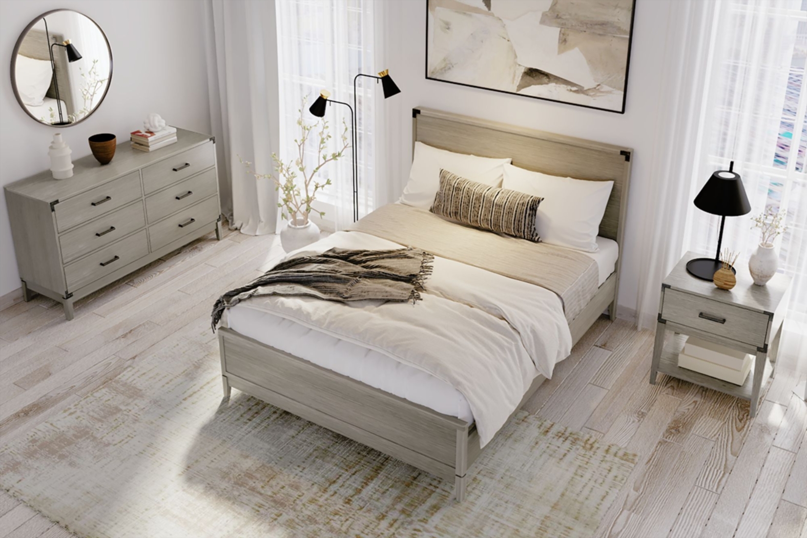 Natoma Gray Queen Platform Bed - Thumbnail - Image 4