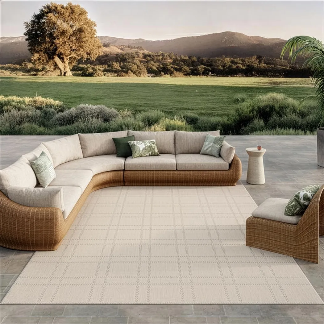 Natural Stitch Gray 8'x10' Indoor/Outdoor Rug - Thumbnail - Image 2