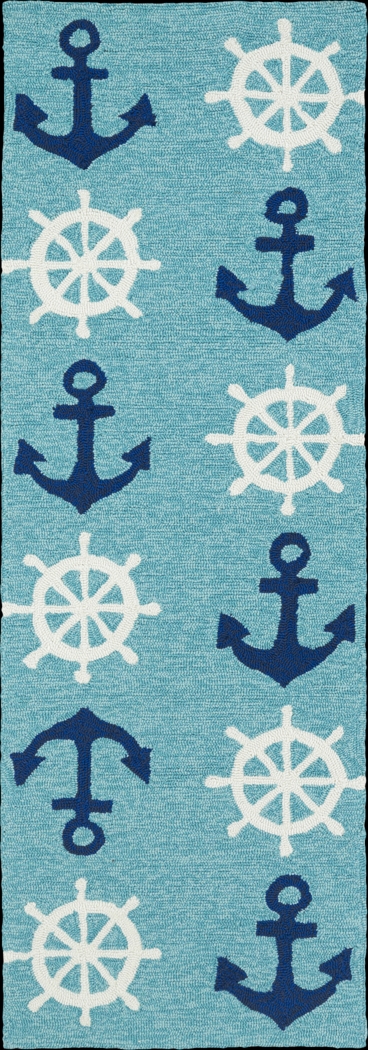 Nautical Life Blue 2' x 6' Indoor/Outdoor Rug - Thumbnail - Image 1