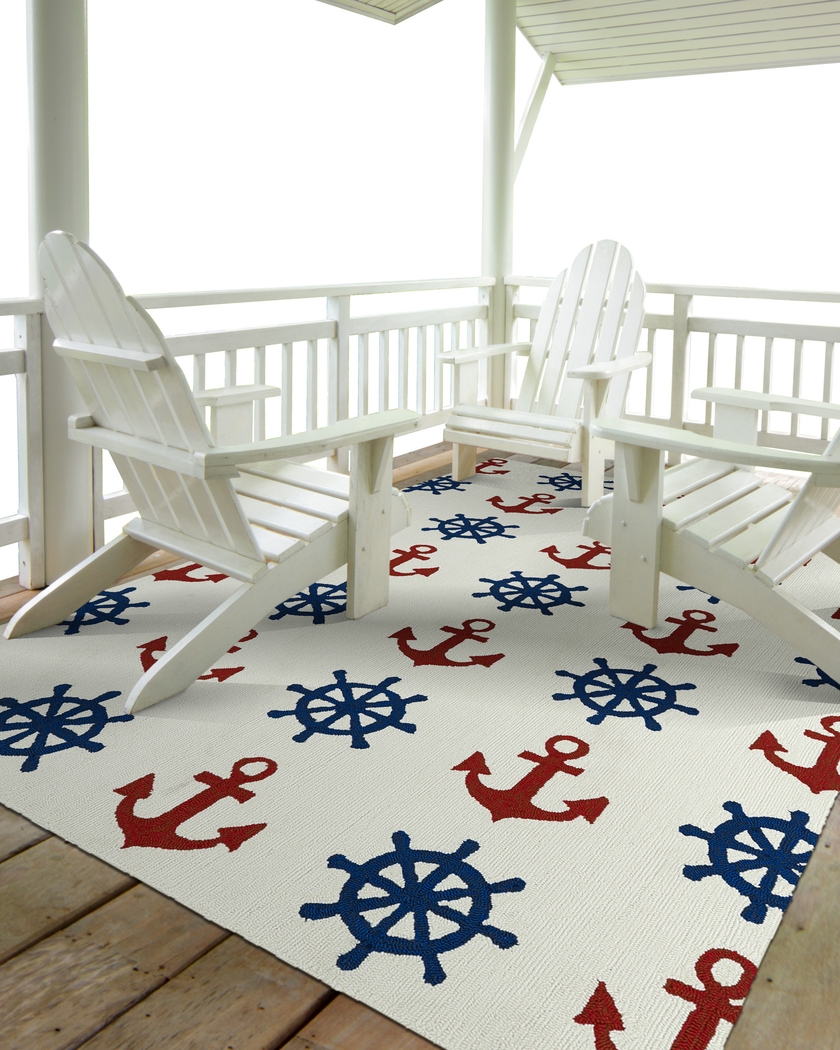 Nautical Life Ivory 7'6 x 9' Indoor/Outdoor Rug - Thumbnail - Image 2
