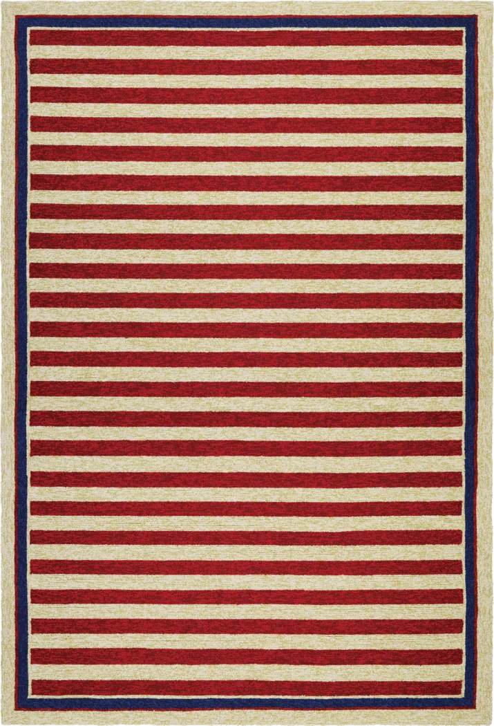 Nautical Stripes Red 8' x 11' Indoor/Outdoor Rug - Thumbnail - Image 1