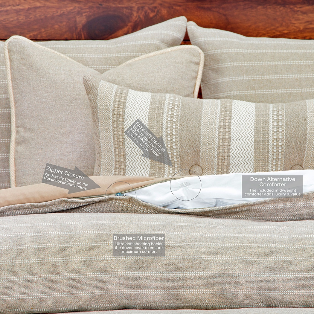 Navan Pointe Beige 6 Pc Queen Duvet Set - Thumbnail - Image 2