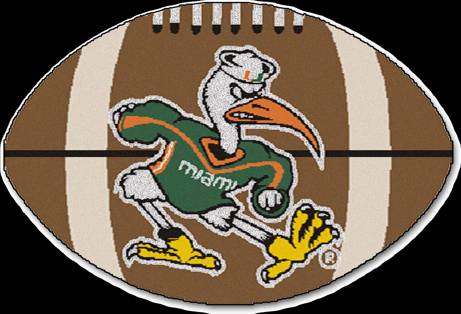 NCAA Football Mascot University of Miami 1'6" x 1'10" Rug - Thumbnail - Image 1