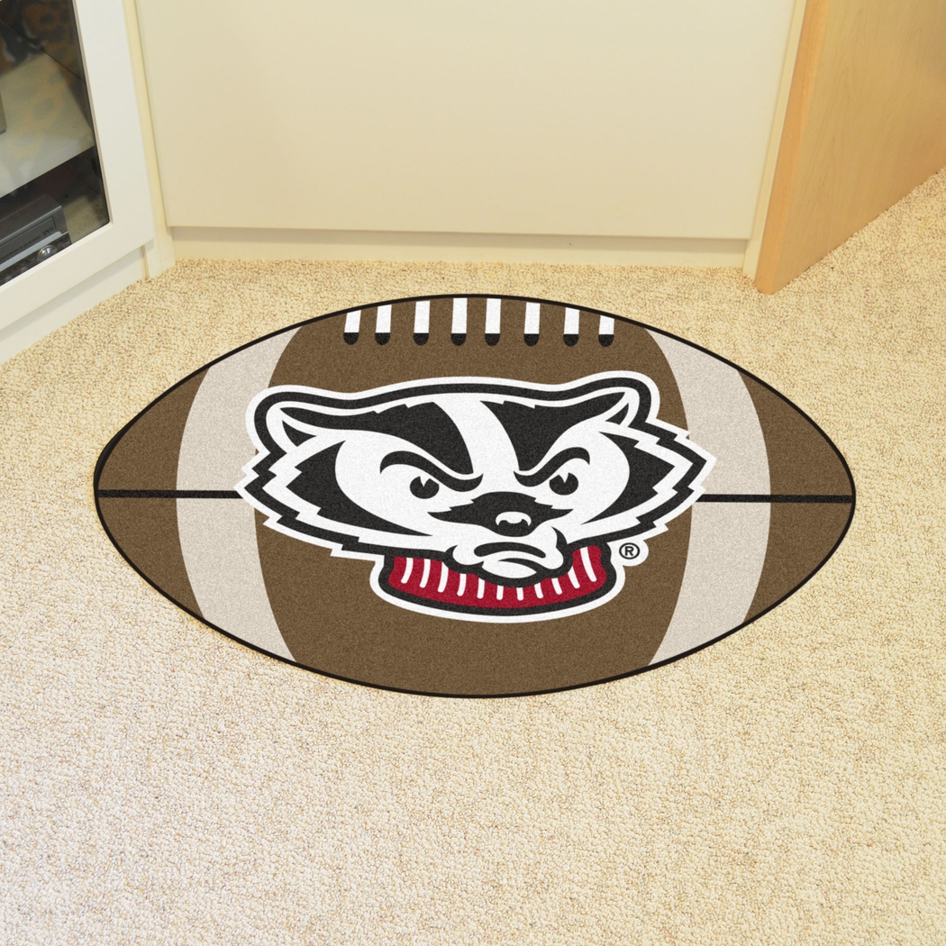 NCAA Football Mascot University of Wisconsin 1'6" x 1'10" Rug - Thumbnail - Image 2