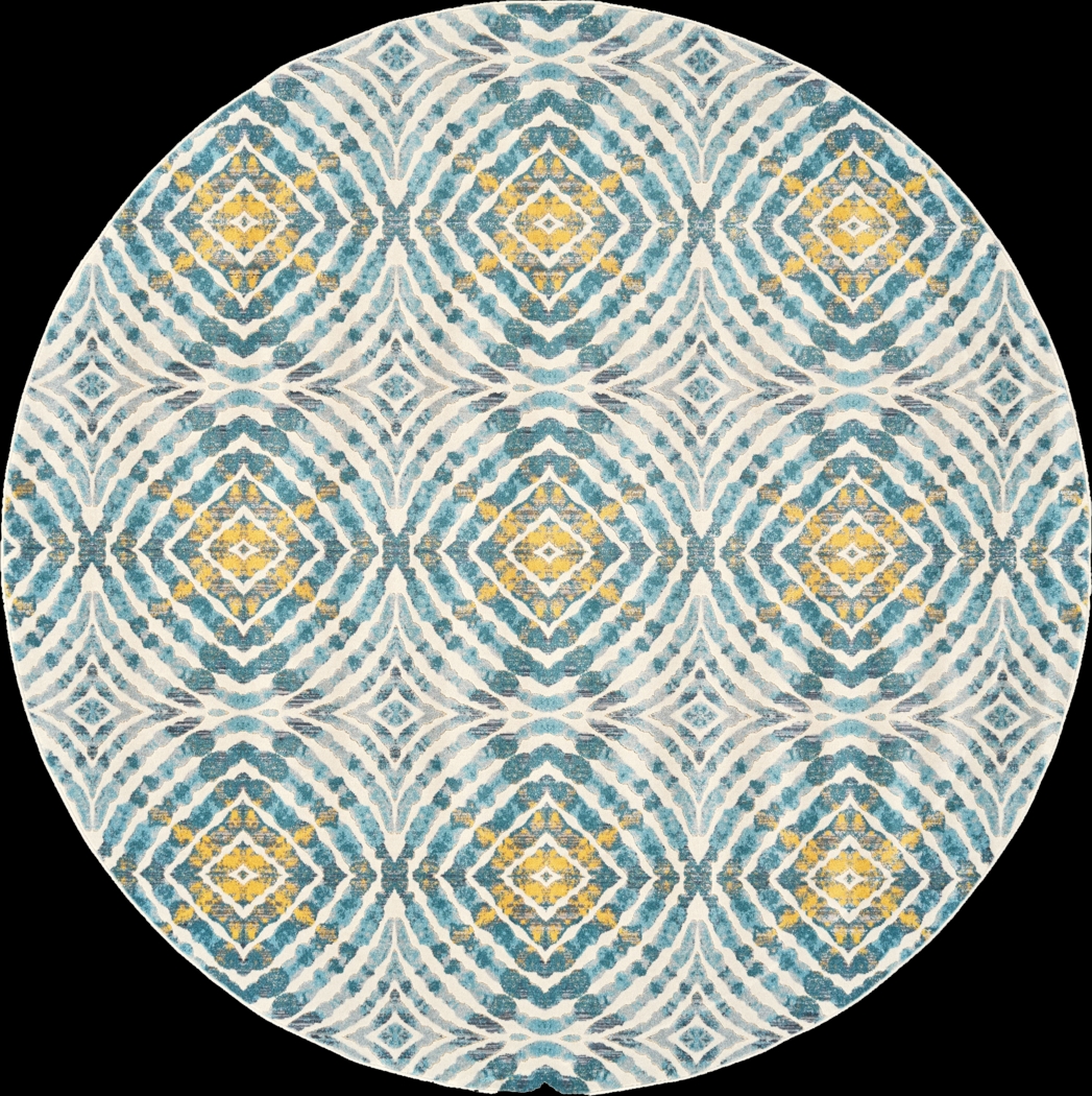 Neave Teal 8'9 Round Rug - Thumbnail - Image 1