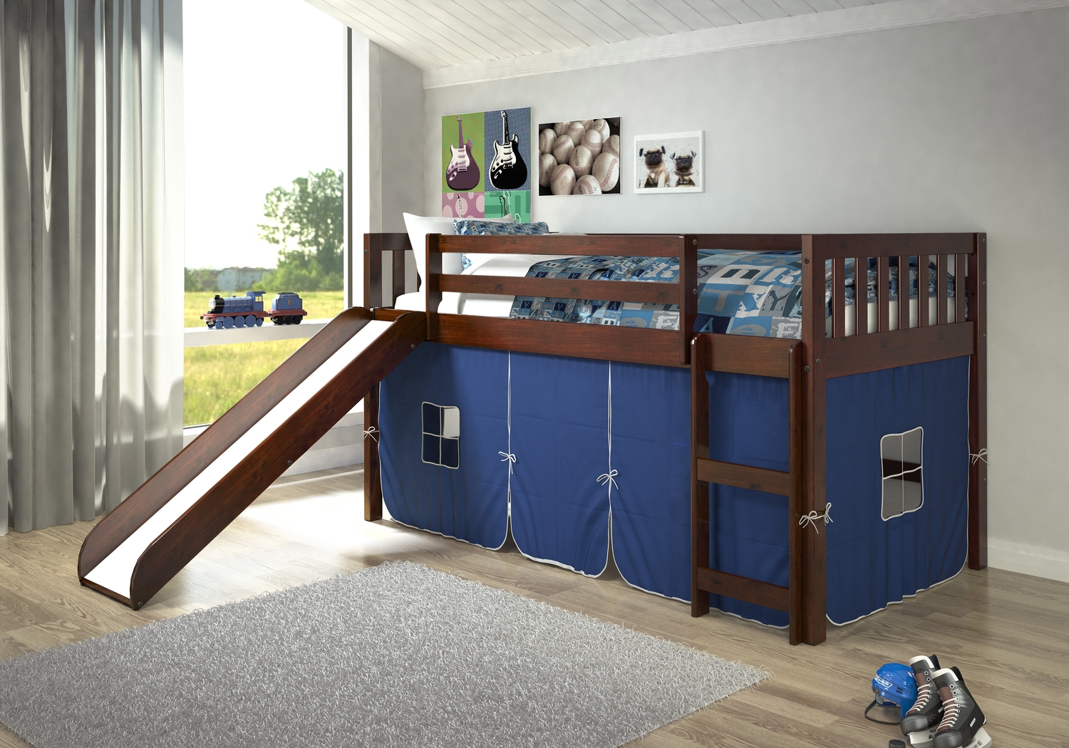 Nebrentwood Blue Twin Low Loft Bed - Thumbnail - Image 2