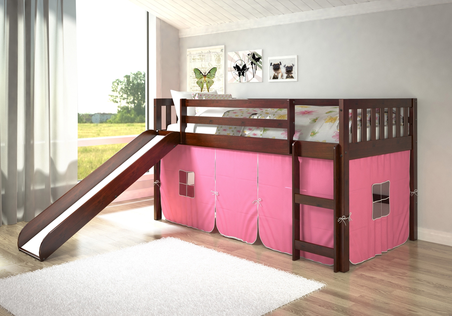Nebrentwood Pink Twin Loft Bed - Thumbnail - Image 2