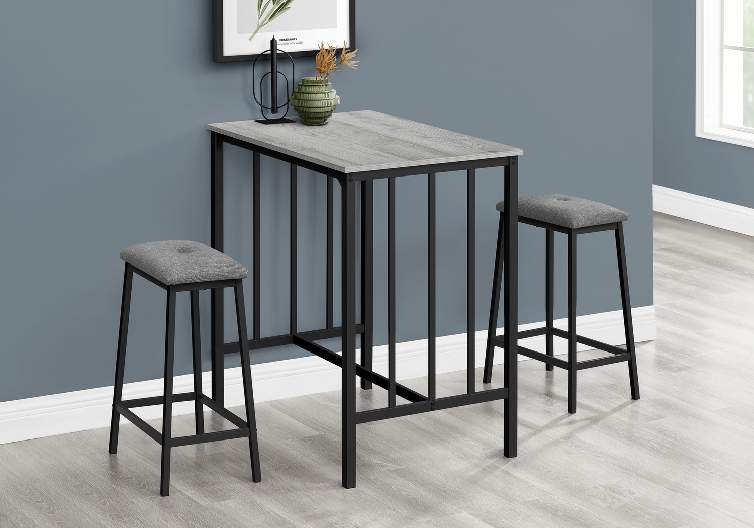 Neia Gray 3 Pc Counter Height Dining Set - Thumbnail - Image 2