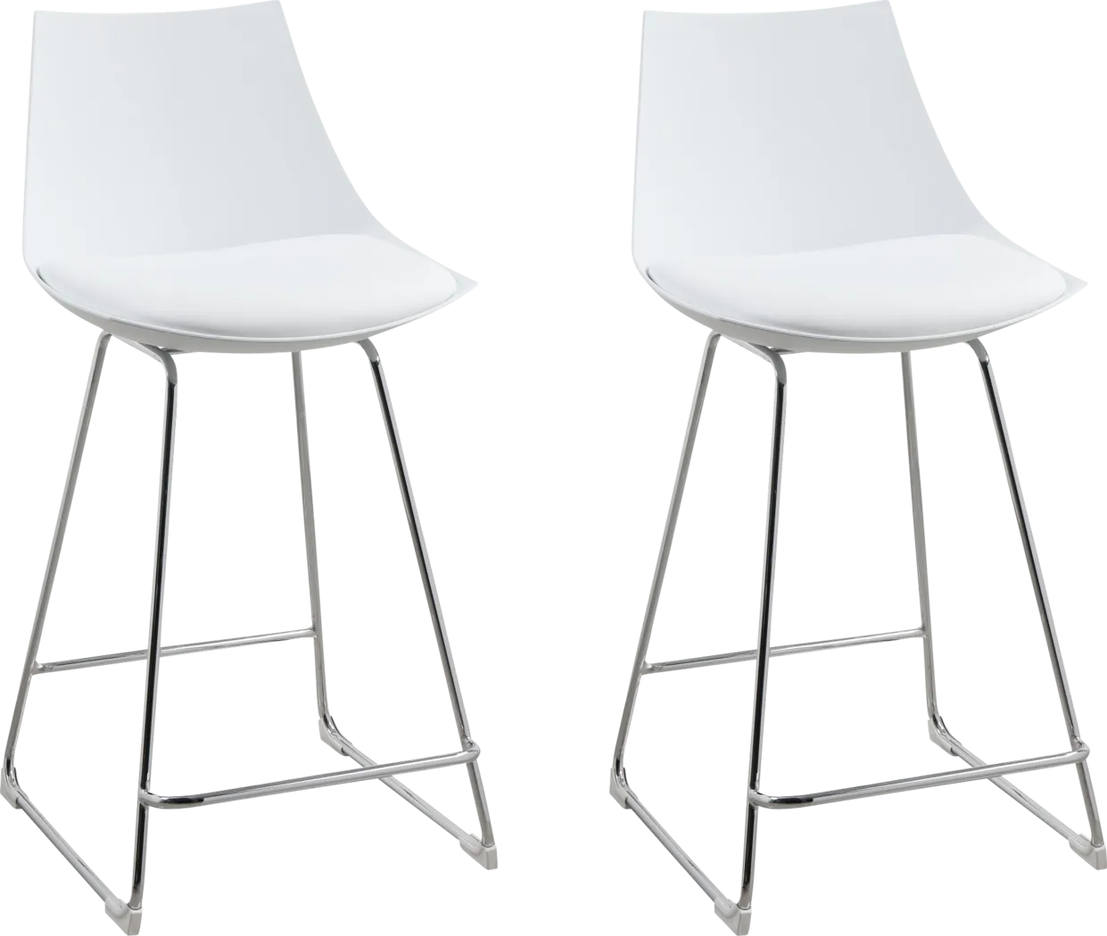Neoway White Counter Height Stool, Set of 2 - Thumbnail - Image 2