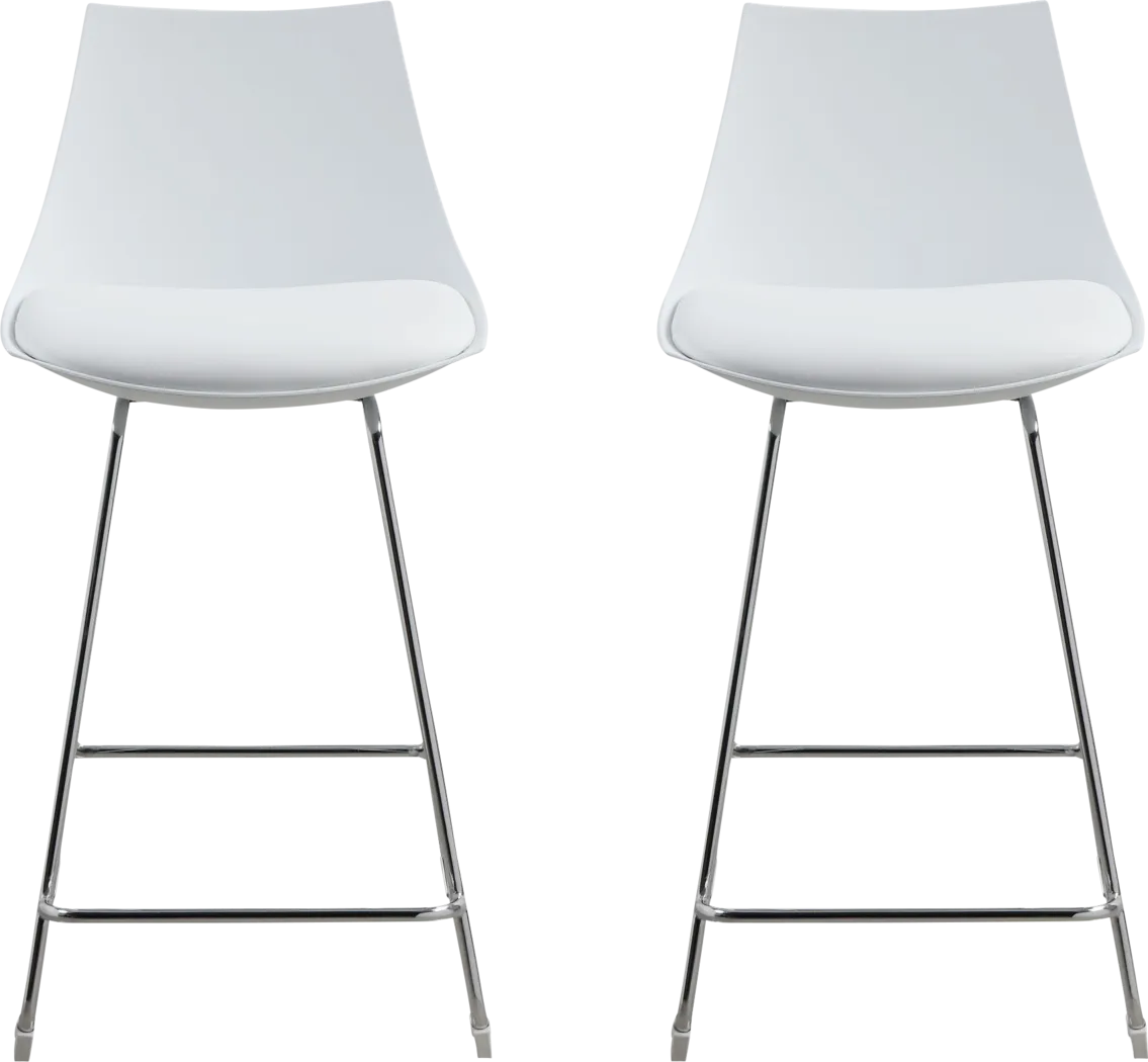 Neoway White Counter Height Stool, Set of 2 - Thumbnail - Image 3