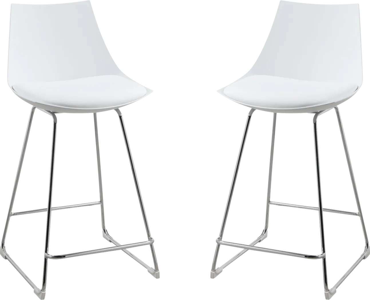 Neoway White Counter Height Stool, Set of 2 - Thumbnail - Image 1