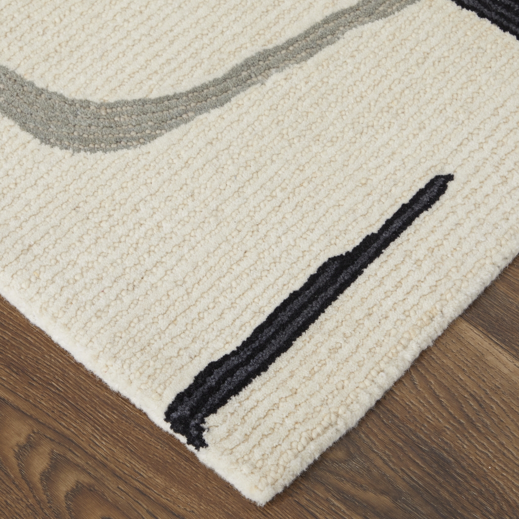 Nerida Ivory/Black 5' x 8' Rug - Thumbnail - Image 9