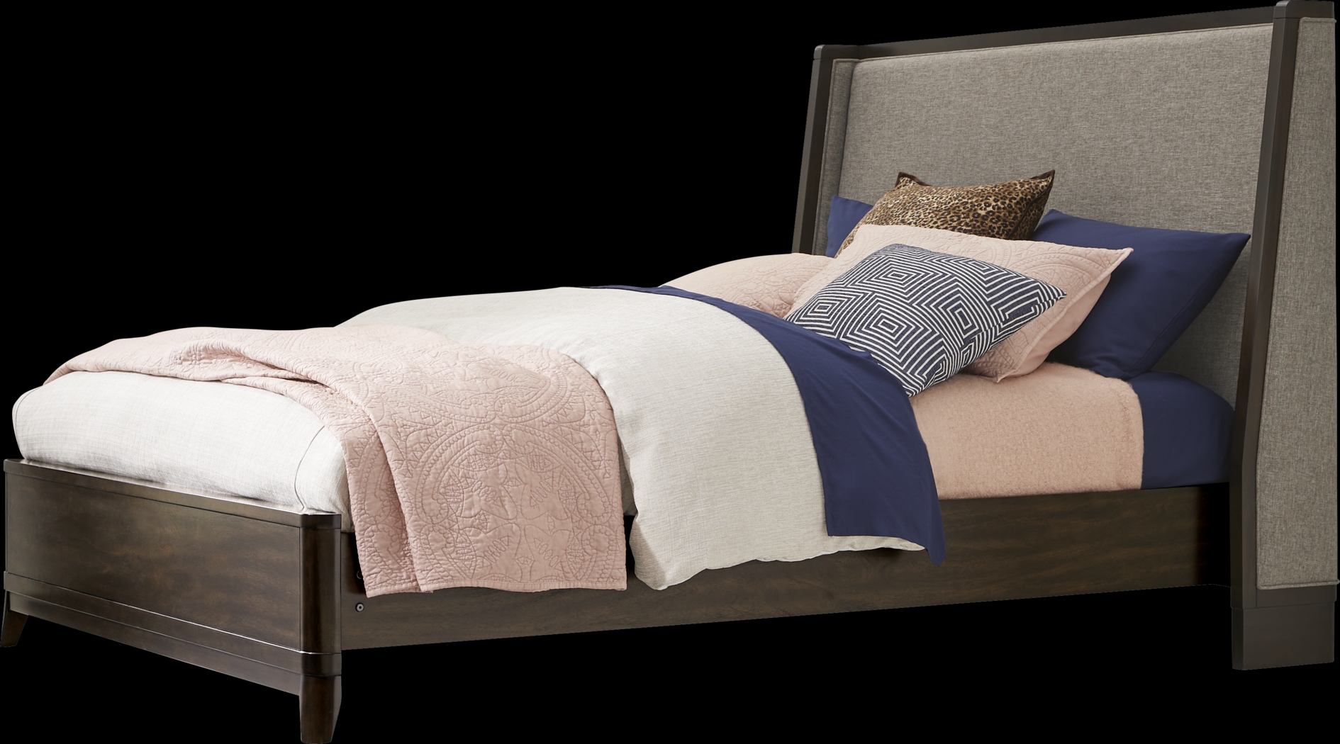 Nevine Brown Cherry 3 Pc King Upholstered Bed - Thumbnail - Image 2