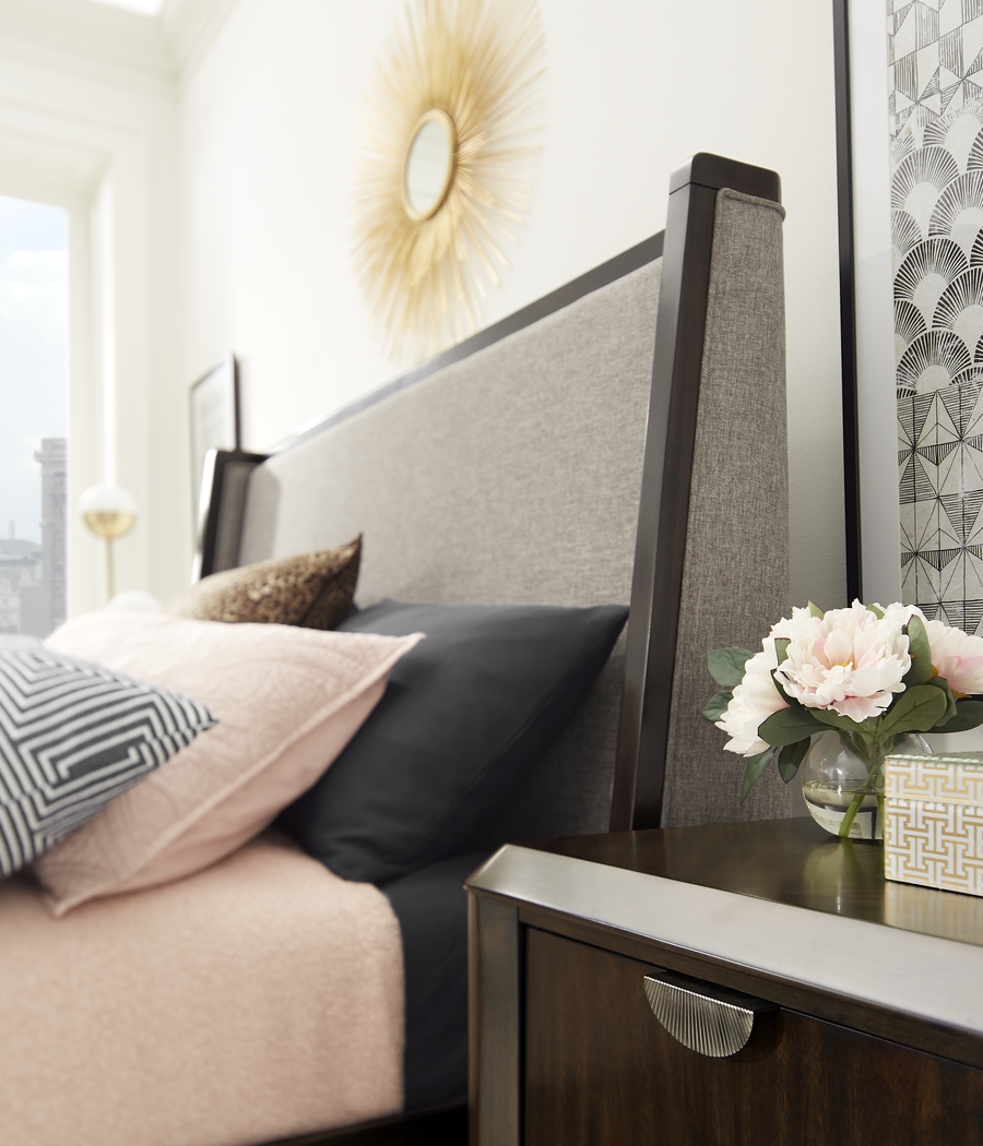 Nevine Brown Cherry 3 Pc King Upholstered Bed - Thumbnail - Image 3