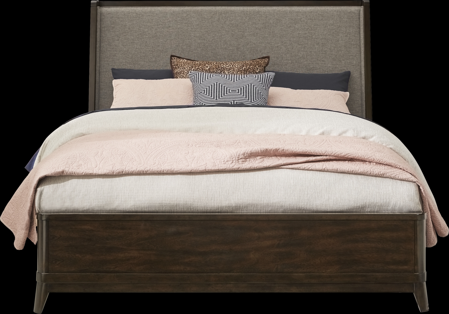 Nevine Brown Cherry 3 Pc King Upholstered Bed - Thumbnail - Image 1