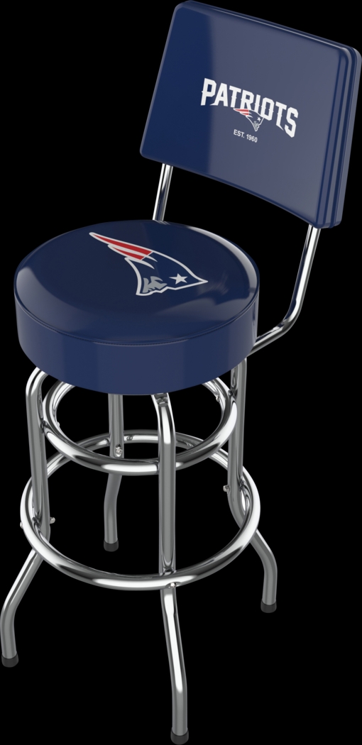 New England Patriots Blue Swivel Barstool with Back - Thumbnail - Image 1
