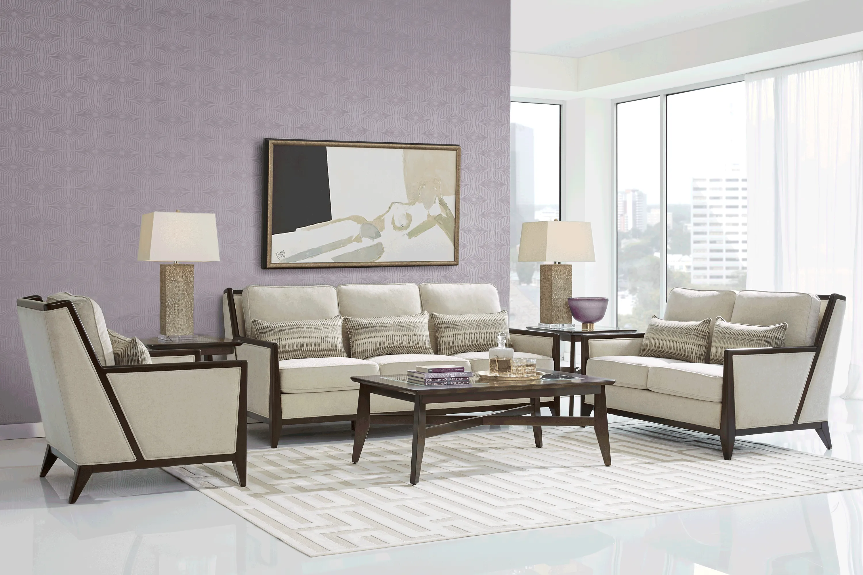 New London Beige 7 Pc Living Room - Thumbnail - Image 1