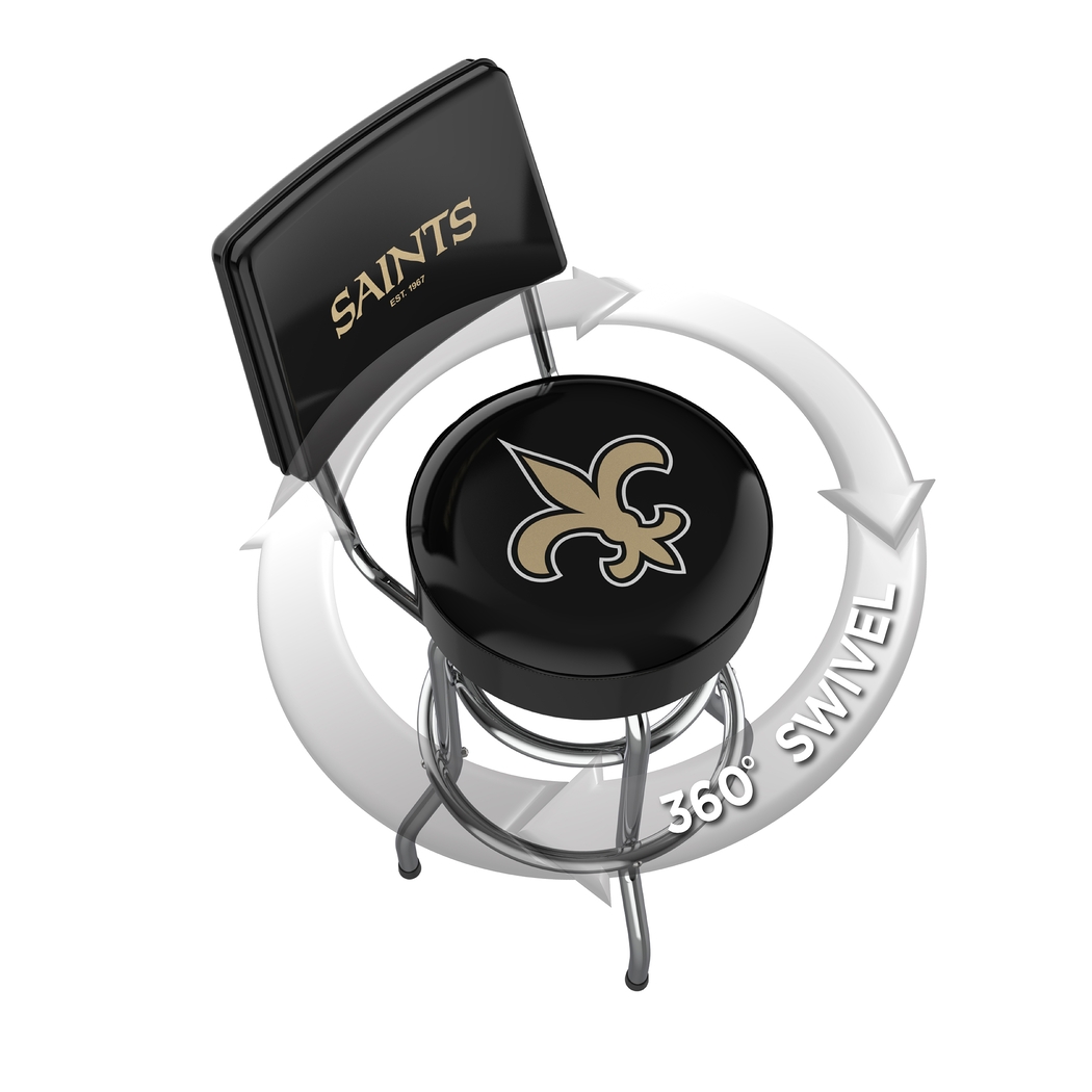 New Orleans Saints Black Swivel Barstool with Back - Thumbnail - Image 3
