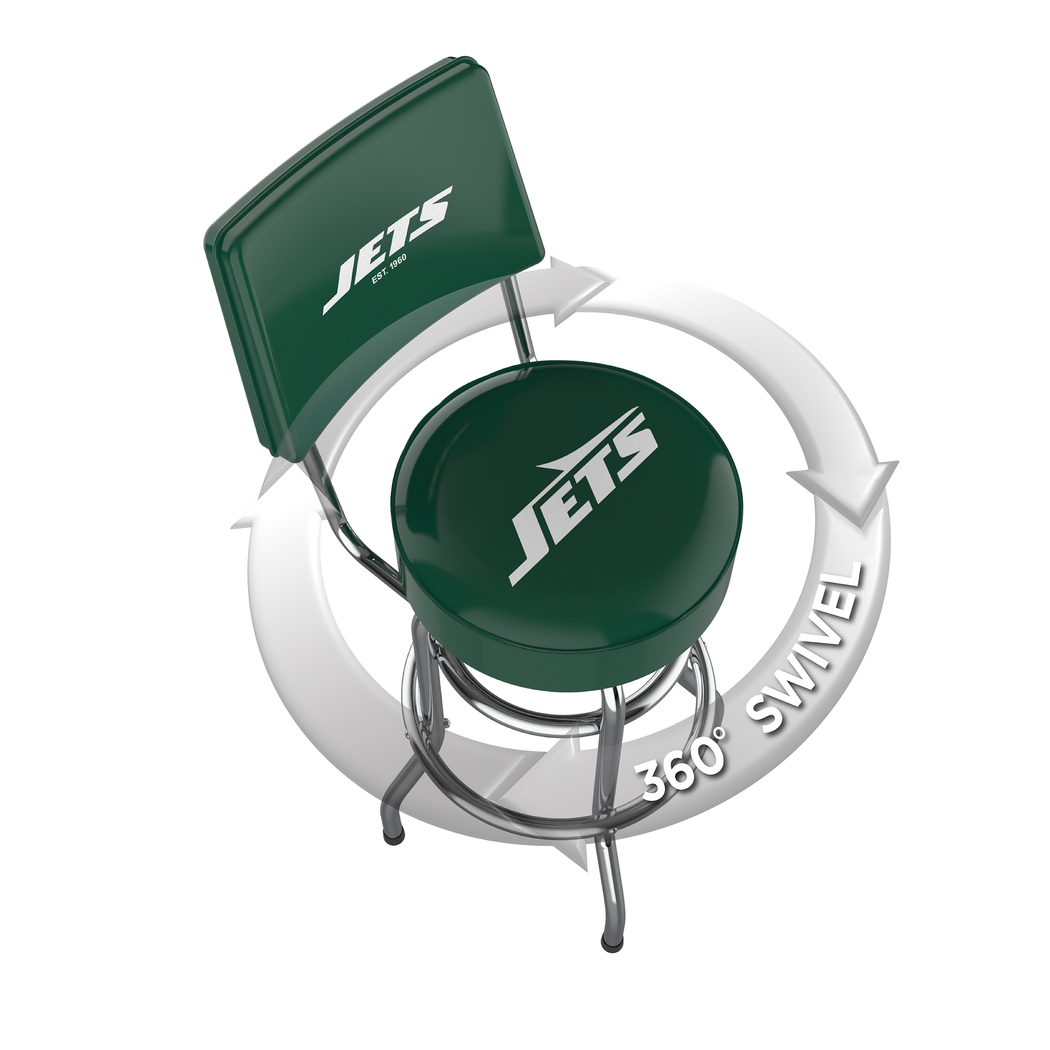 New York Jets Green Swivel Barstool with Back - Thumbnail - Image 3