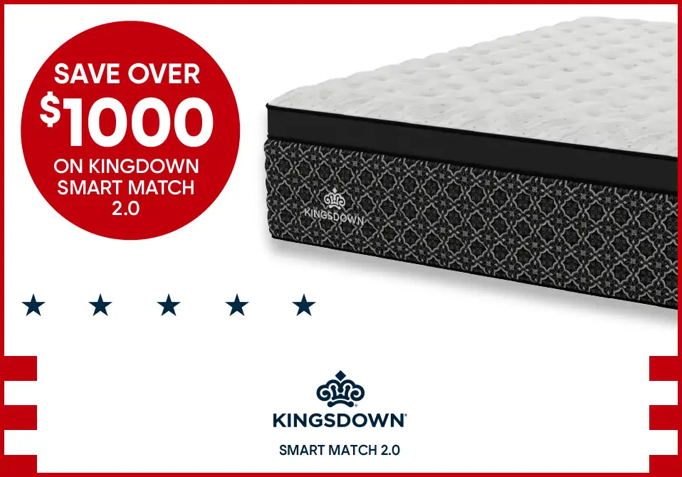 Save over $1000 on Kingdown Smart Match 2.0 mattress.
