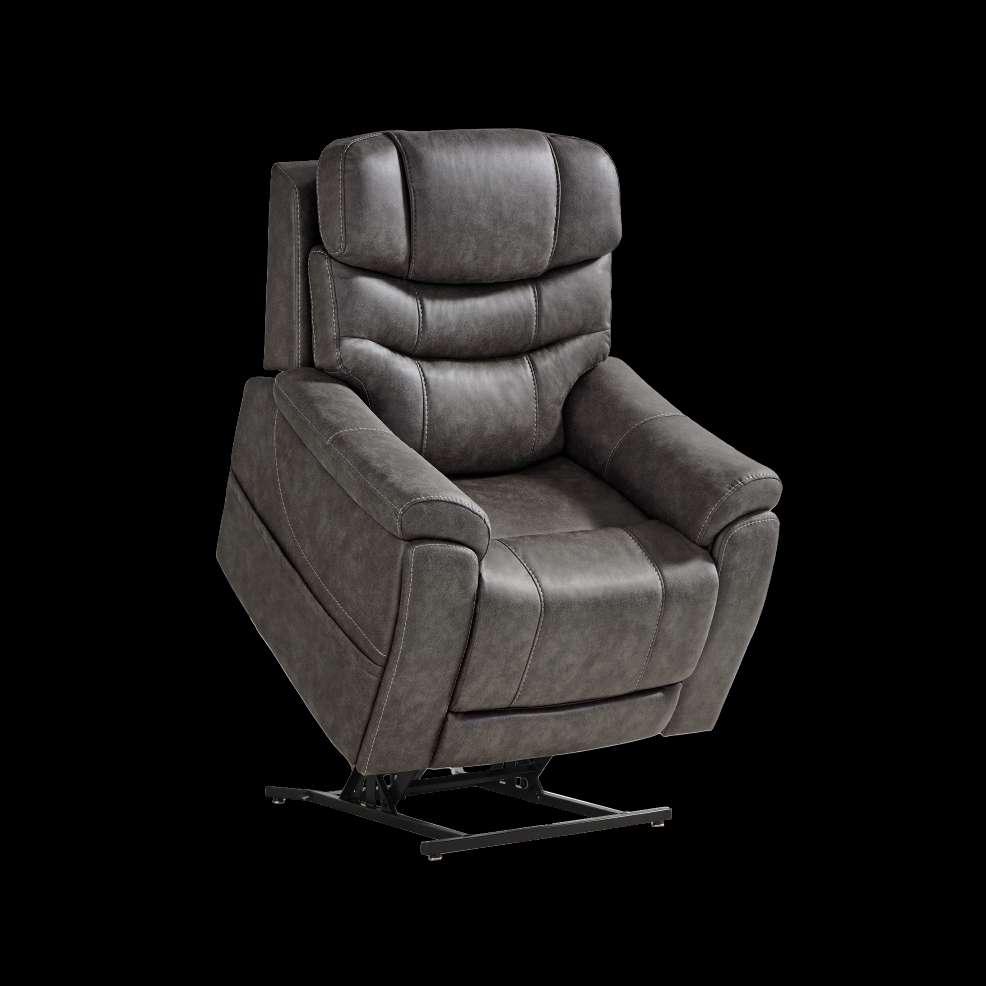 Gray leather lift recliner chair.
