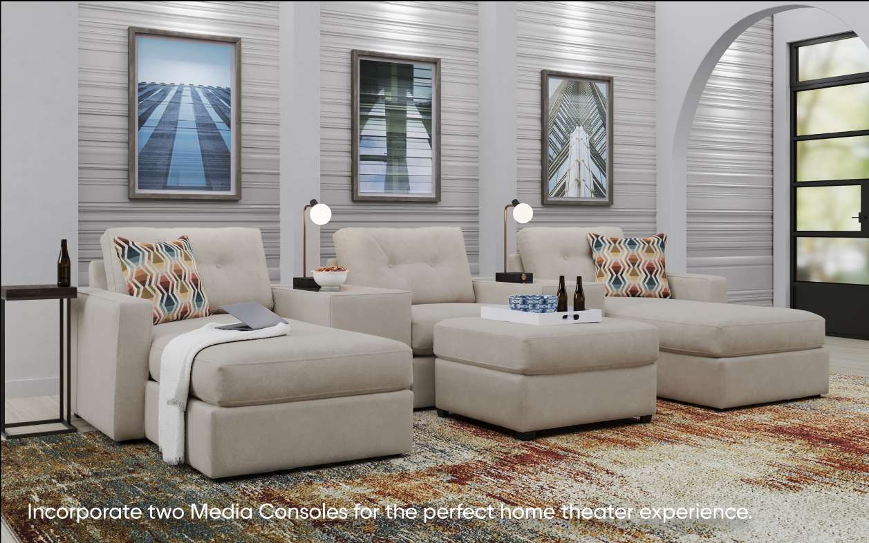 Incorporate two Media Consoles for the perfect home theater experience.
