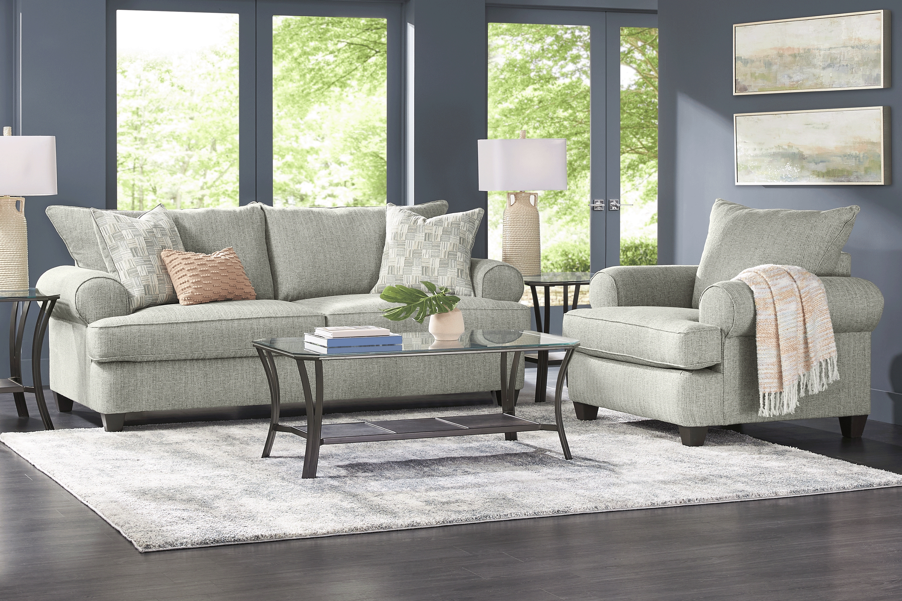 Newcastle Teal 2 Pc Living Room - Thumbnail - Image 1