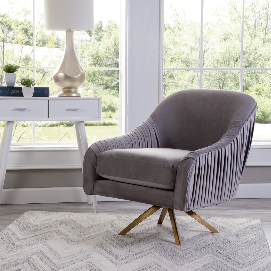 Newfane Gray Accent Swivel Chair - Thumbnail - Image 2