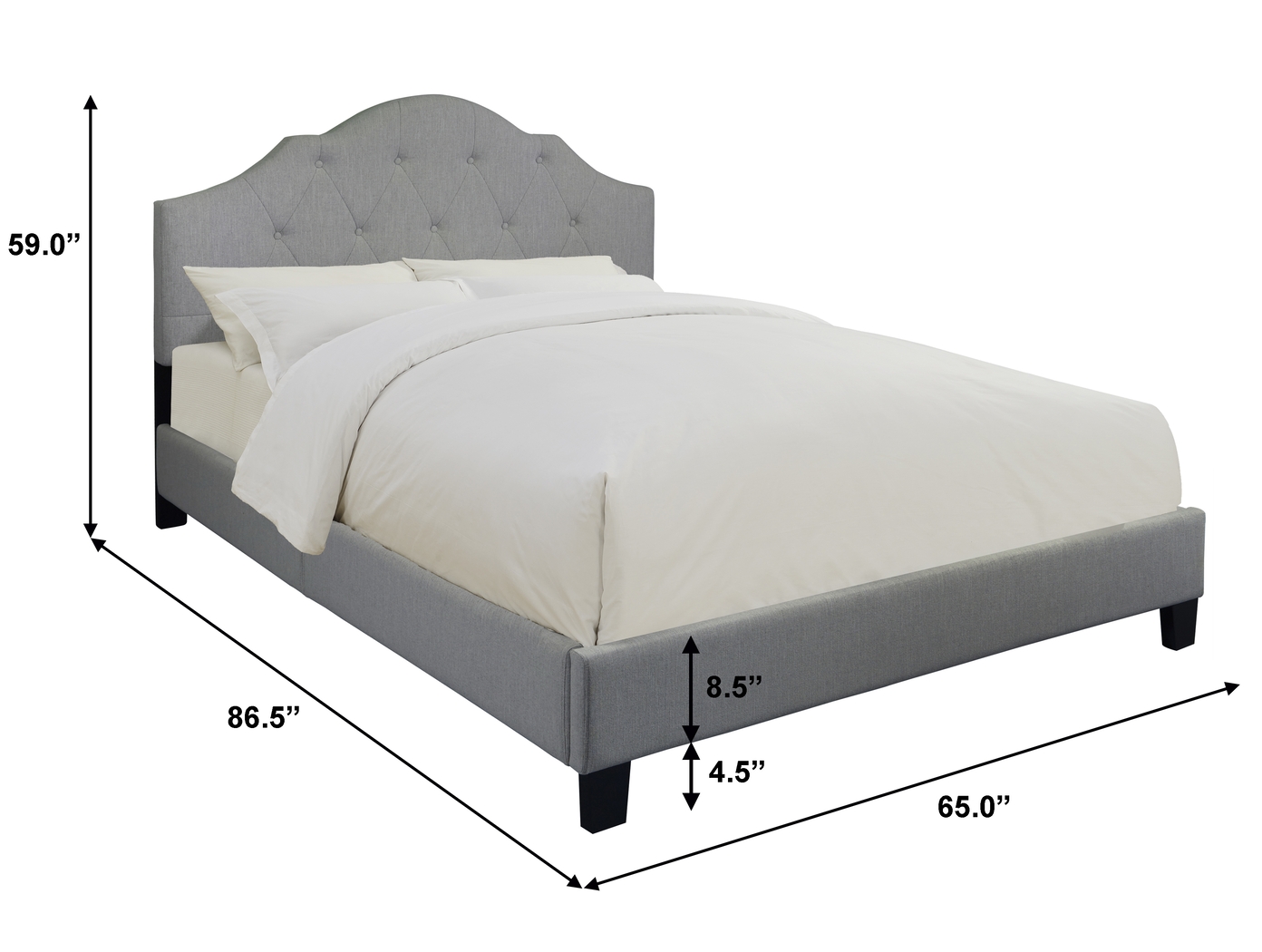 Newning Gray Queen Upholstered Bed - Thumbnail - Image 6