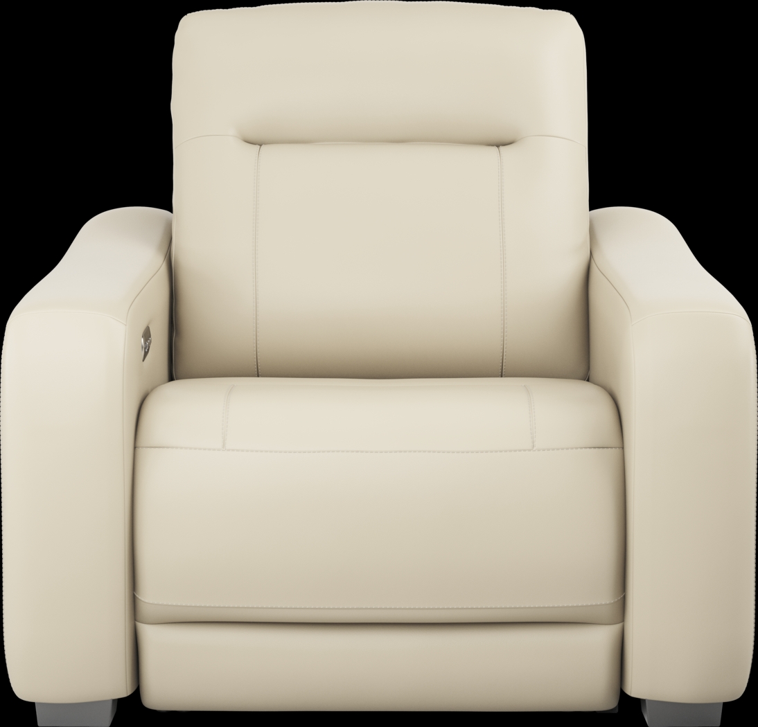 Newport Almond Leather Dual Power Recliner - Thumbnail - Image 2