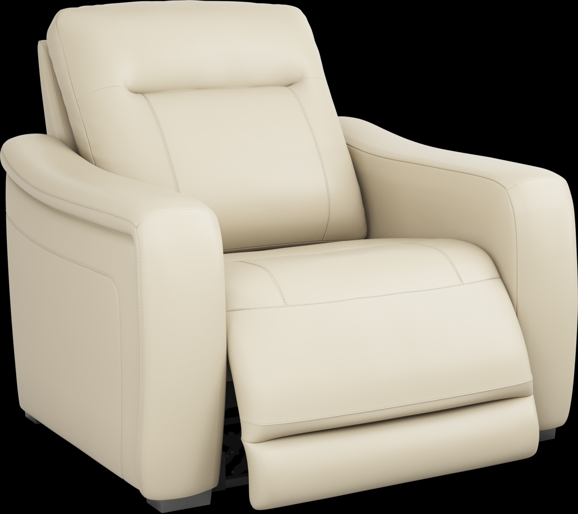 Newport Almond Leather Dual Power Recliner - Thumbnail - Image 1