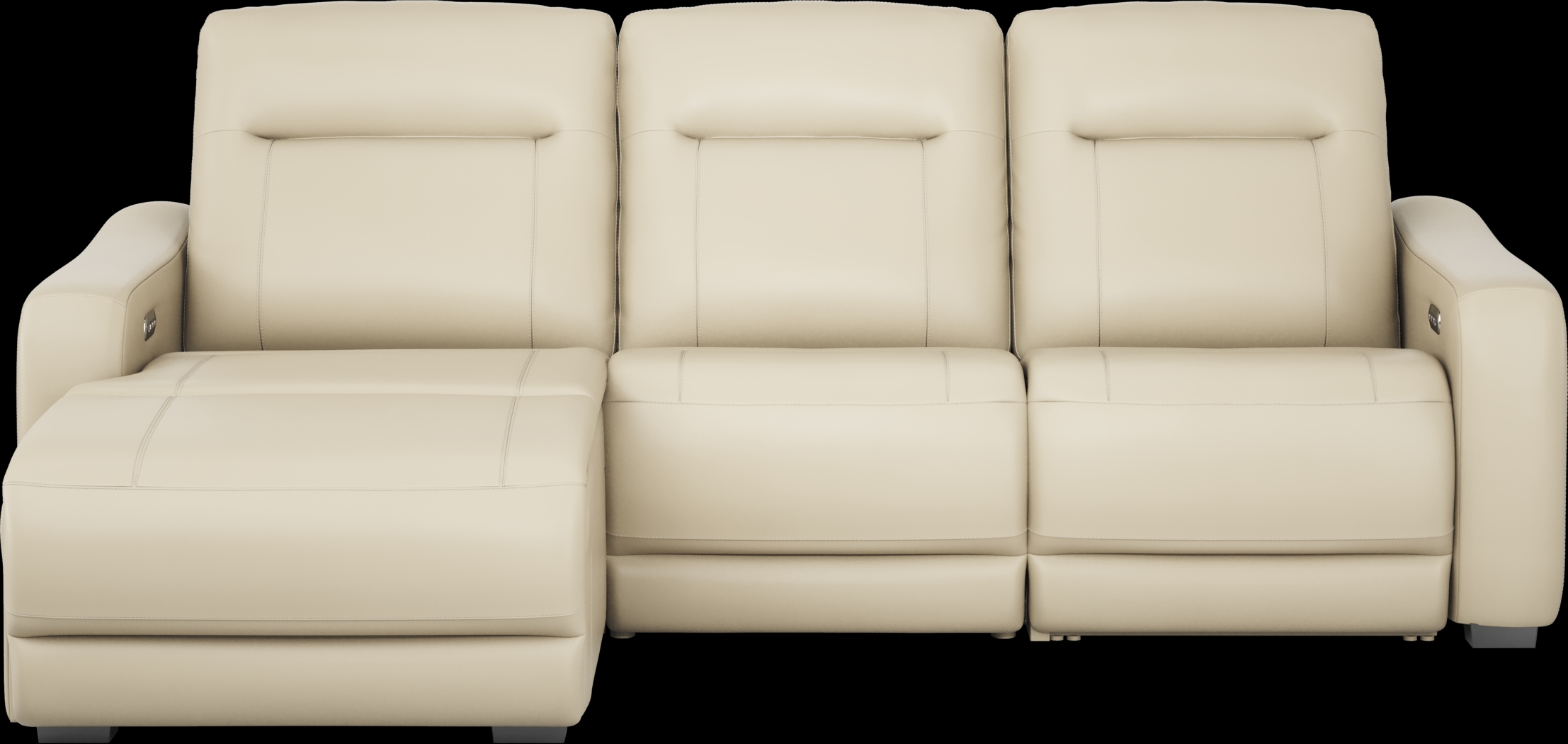 Newport Almond Leather 3 Pc Dual Power Reclining Sectional - Thumbnail - Image 4