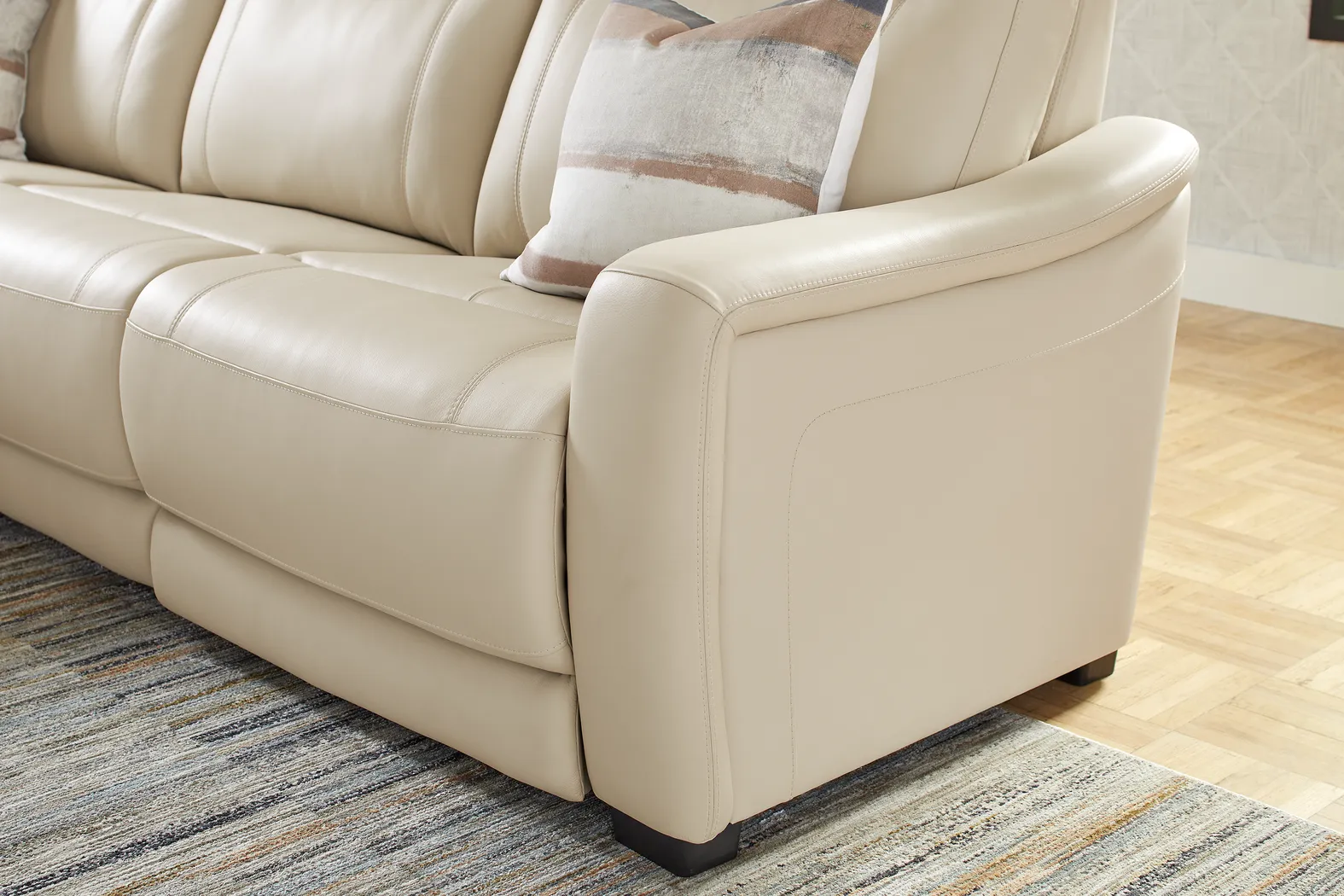 Newport Almond Leather 3 Pc Dual Power Reclining Sectional - Image 8