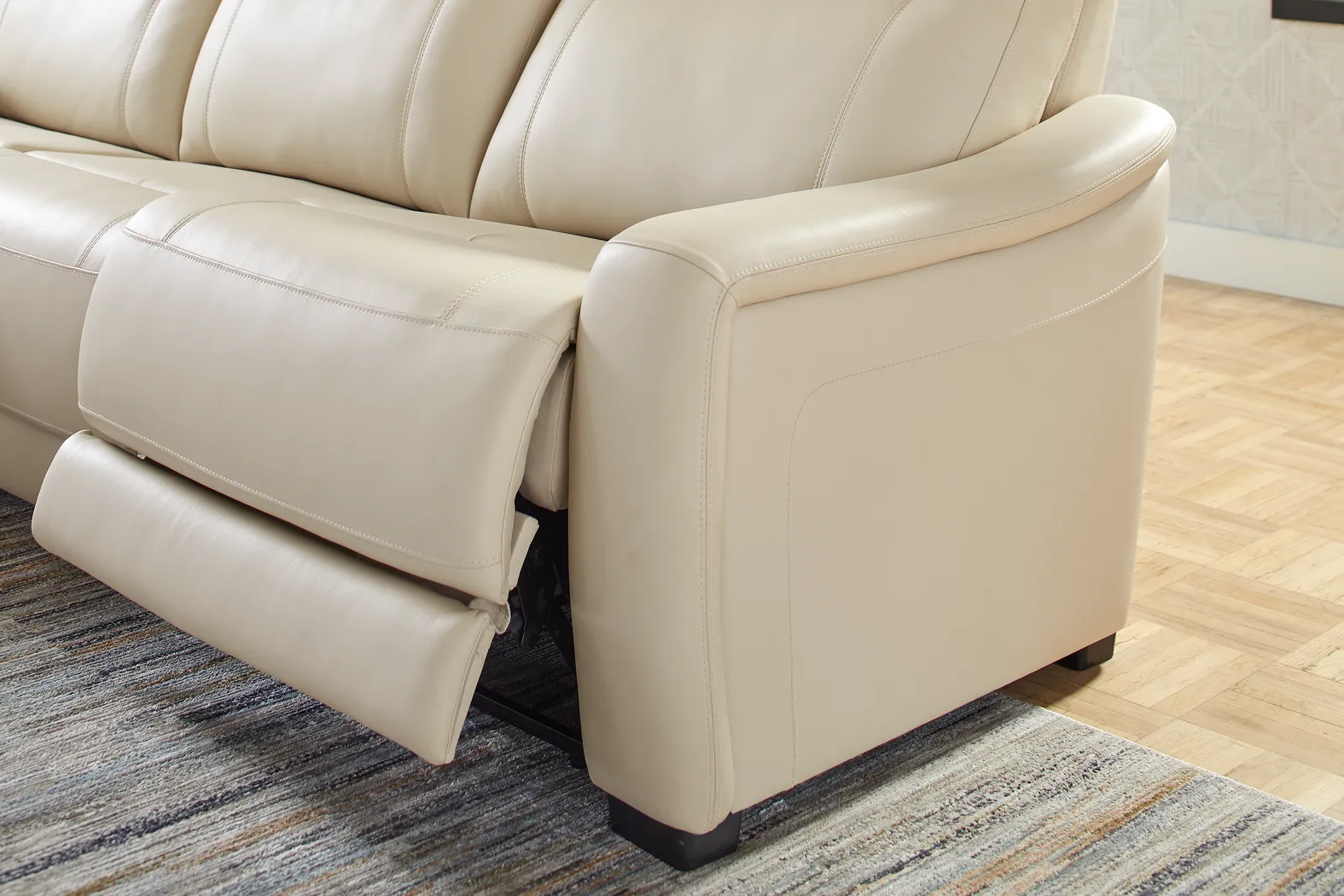 Newport Almond Leather 3 Pc Dual Power Reclining Sectional - Image 9